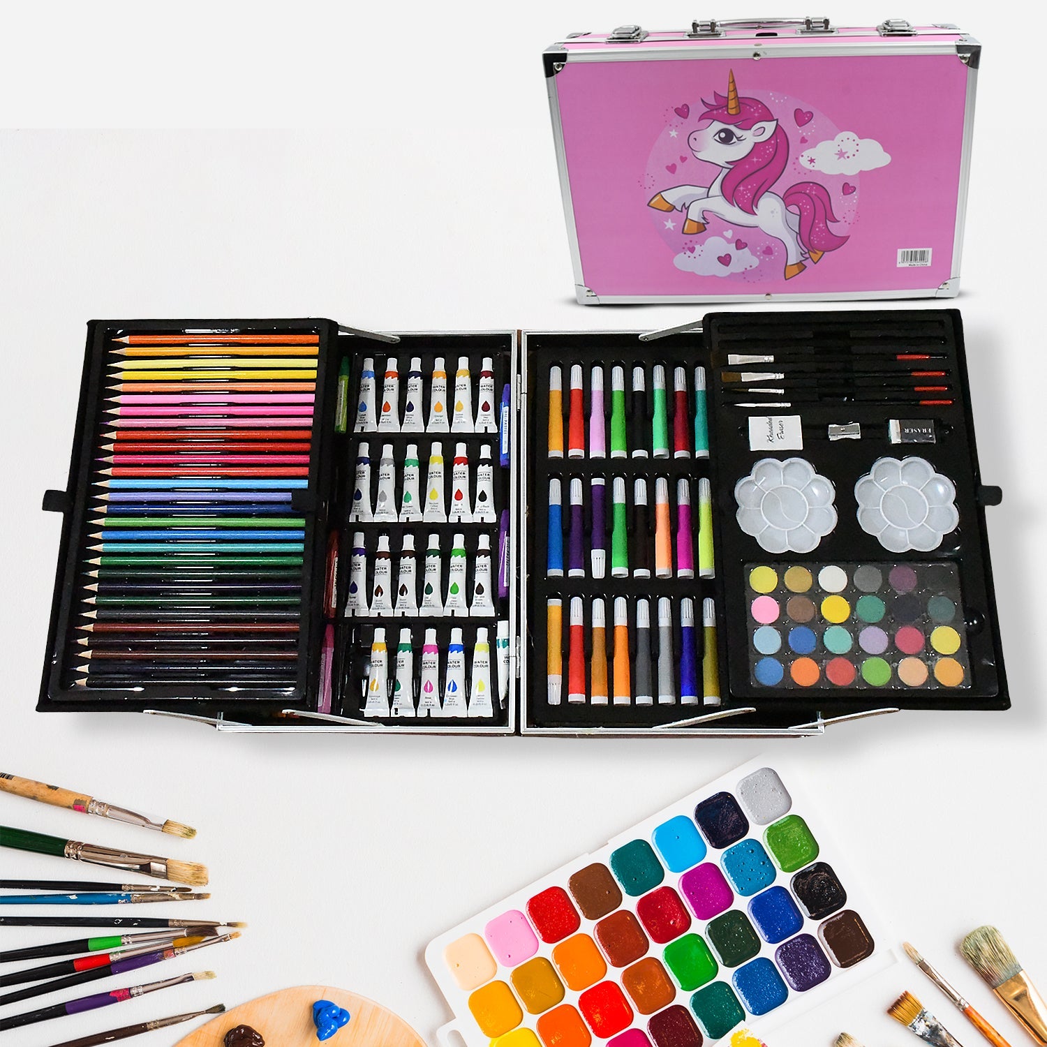 17980 Professional Art Set-Drawing Painting Sketching Coloring Kids Set All in 1 Art Case Perfect for Kids with Unicorn Design Case, Shading Crayons Oil Pastels Color Set Watercolor Cakes Paint Brush Sharpener Eraser (145 Pcs Set) 17980 Professional Art Set-Drawing Painting Sketching Coloring Kids Set All in 1 Art Case Perfect for Kids with Unicorn Design Case, Shading Crayons Oil Pastels Color Set Watercolor Cakes Paint Brush Sharpener Eraser (145 Pcs Set)